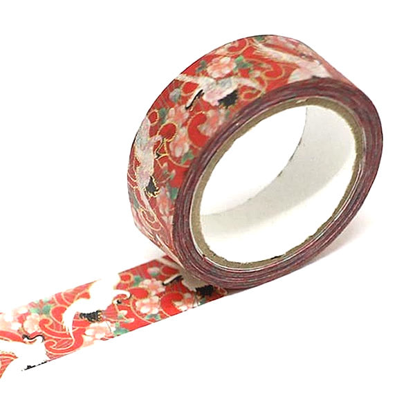 Wide Paper Crane Washi Tape Kimono Gold Foil GILDED Floral