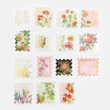 Botanical Flowers Washi Sticker Flake BGM Red, Strawberry, Floral, Gold Foil Accent (Washi Tape Material)