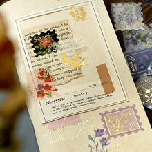 Botanical Flowers Washi Sticker Flake BGM Red, Strawberry, Floral, Gold Foil Accent (Washi Tape Material)