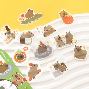 Capybaras Washi Sticker Flake BGM Gold Foil Accent (Washi Tape Material)