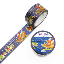 Christmas Santa Washi Tape Reindeer, Sleigh- SIlver Foil Accent Japanese