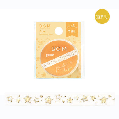 Little Gold Stars Washi Tape BGM Star Gold Foil Stamp Tiny Thin, Slim, Narrow 5mm x 5m