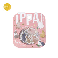 Rabbit Washi Sticker Flake BGM Cute Bunny, Gold Foil Accent (Washi Tape Material)