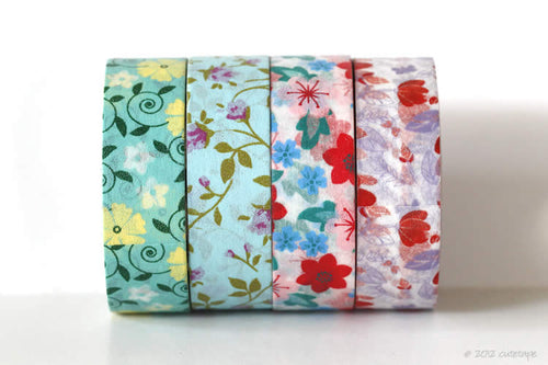 TEHAUX 10pcs Washi Tape Flower Tape Washi Masking Tape Aesthetic