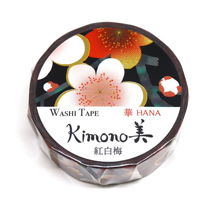 Black Ume Floral Washi Tape Kimono Plum Flower Blossom Gold Foil Hana ...