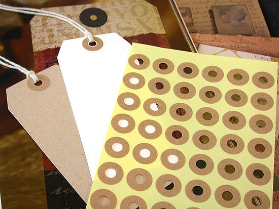 100pcs/set Round & Square Ring Labels - Adhesive Kraft Paper Ring Stickers