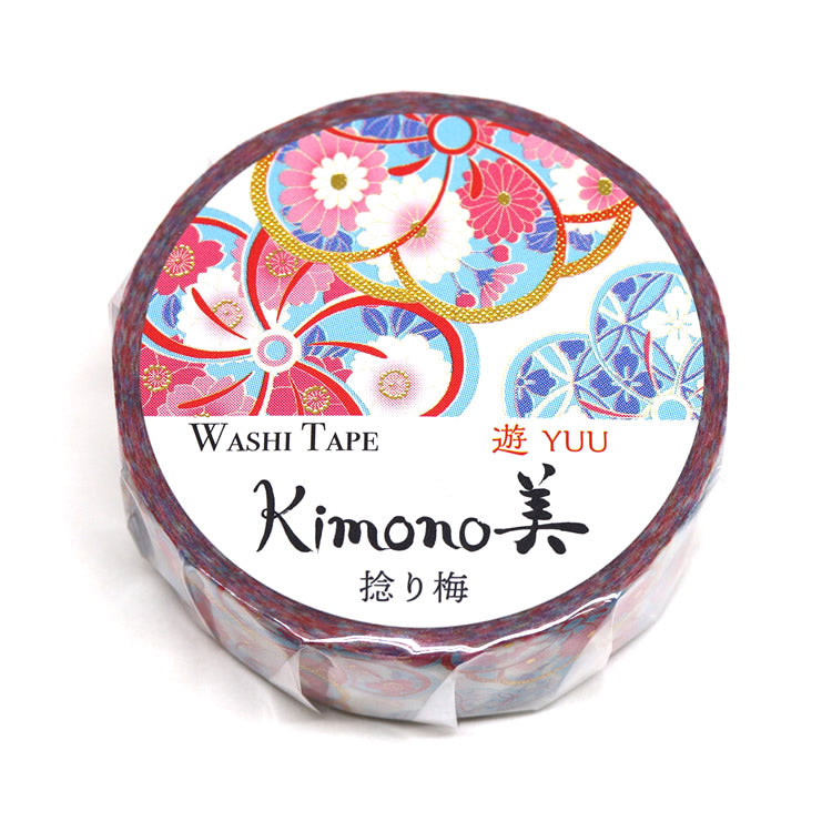 Abstract Ume Washi Tape Floral Flowers blossom Blue Pink Kimono Gold F ...