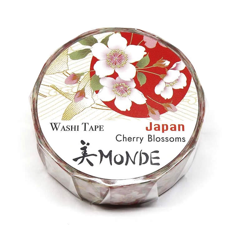 Wide Various Cherry Blossoms Kimono Washi Tape Sakura Floral Gold