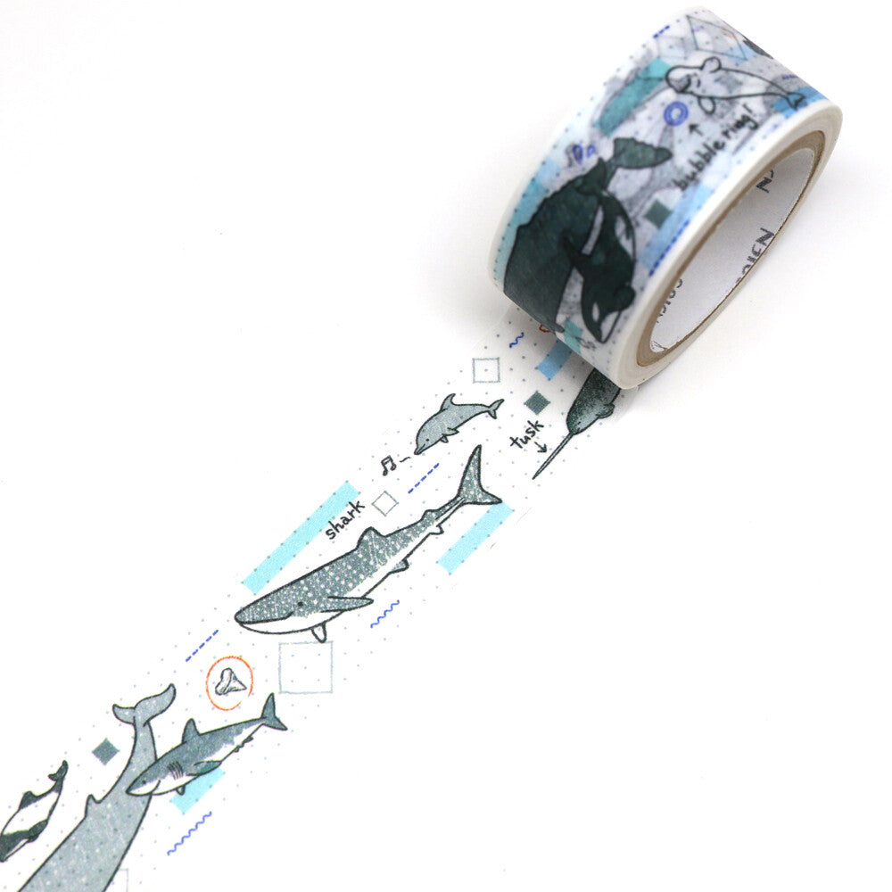 Whale Marine Note Washi Tape Saien Animal Japanese Kamiiso Sansyo ...