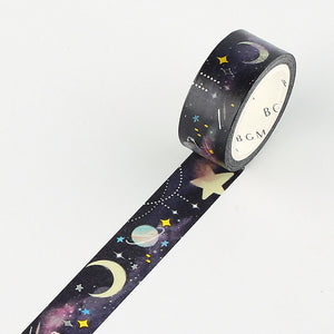 Moon and Stars Washi Tape, Celestial Washi Tape, Full Roll - CWWTS-16