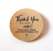 Load image into Gallery viewer, Thank you for your order stickers, Custom thank you stickers for business, kraft Labels, Personalized Thank You Stickers Round 1.5 Inch (set of 60)