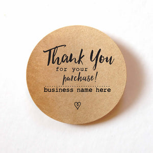 Thank you for your PURCHASE stickers - personalized thank you round stickers - custom thank you stickers for business 1.5 Inch (set of 60)