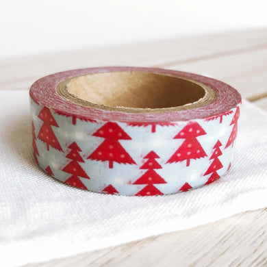 Stars White on Red Christmas Washi Tape